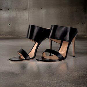 GIANVITO ROSSI Black Leather High-Heel Sandals - Size 40